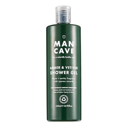 Image of ManCave Amber Vetiver Mens Shower Gel, 500 ml, Body Wash, Natural Ingredients, Vegan, Eco-Conscious and Cruelty-Free, Invigorating Shower Gel for Men with Rich Amber, Fresh Cypress, Body Wash for Men