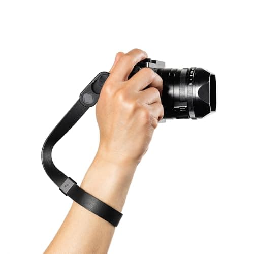 Image of Peak Design Cuff Form Leather Camera Wrist Strap, Black, Compatible with DSLR, Compact and Point-and-Shoot Cameras, Quick Release & Connection, 100 lb Capacity, Camera Straps for Photographers