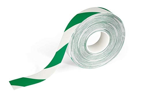 Image of Durable DURALINE STRONG Floor Marking Tape - Anti-Slip Warning Tape - Thickness 0.7mm & 30 Metre Roll - Perfect for Marking Safety Hazards in Warehouses & Logistic Centres - Green & White