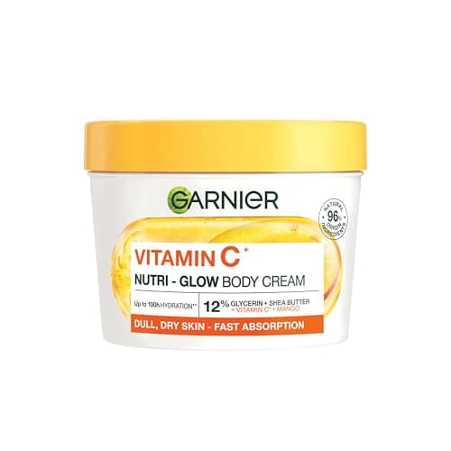 Image of Garnier Vitamin C* Nutri – Glow Body Cream, for Dry & Dull Skin, Fast absorbing, Vegan Formula, Instant Skin Hydration, Approved by Cruelty Free International, 380ml