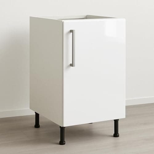 Image of Top Living MCR Flat Pack KITCHEN BASE UNITS with WHITE GLOSS DOOR - 600mm