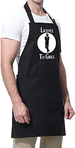 Image of Novelty Funny Apron Men Women Chef Cooking Kitchen Bib BBQ Gifts Baking For Him Sexy Prank Xmas For Husband Friends Birthday 40TH 50TH 60th DadRude Boyfrined Prank Christmas (Licence To Grill)
