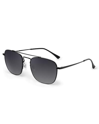 Image of Jim Halo Retro Square Aviator Sunglasses Premium Polarized Lens Flat Metal Eyewear Men Women (Black/Polarized Smoke Fade)