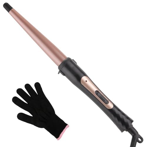 Image of Tapered Curling Wand 13-25mm Tourmaline Ceramic Barrel Professional Hair Curling Wand for Short Medium Long Hair Two Temperature Settings Dual Voltage Auto Shut-Off