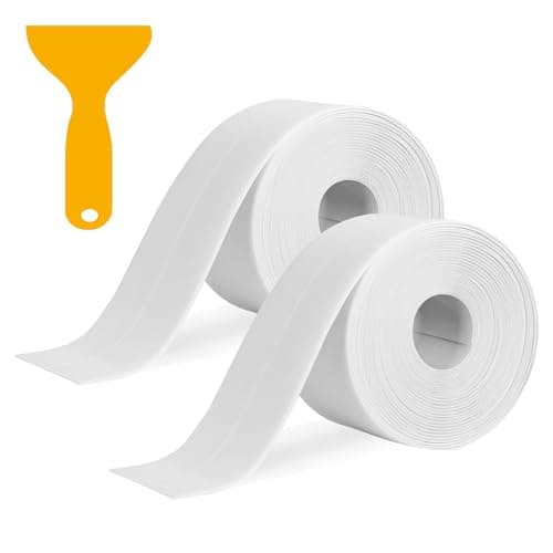 Image of Simple Waterproof Seal Tape for Bathroom Sealant Strip Self Adhesive for Kitchen Sinks, Bathtub, Worktop Edging - White, 3.8cm x 3.2m, 2 Rolls