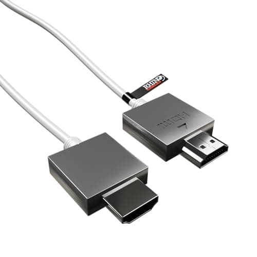 Image of rhinocables Slim HDMI cable Ultra Thin and Flexible Skinny Cord High Speed 4K UHD and 3D Support, ARC compatible HDMI Lead for Gaming, Xbox, Playstation, Laptops, Computers, HDTV (White, 5m)