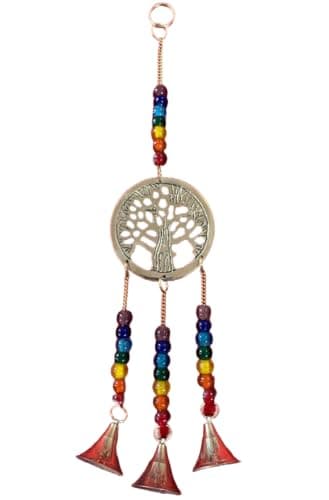 Image of Indian Consigners Tree of Life Brass Wind Chime Bell – Small Witchcraft Altar Hanging for Home Décor, Ritual, Wiccan or Pagan Spiritual Use