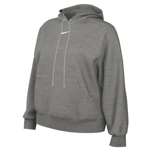 Image of NIKE DQ5858-063 W NSW PHNX FLC OOS PO HOODIE Sweatshirt Women's DK GREY HEATHER/SAIL Size XS