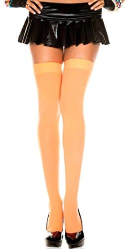 Image of Women's Opaque Thigh High Stockings - Orange -