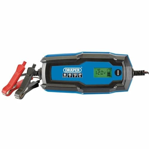 Image of Draper 53490 6V/12V Smart Charger and Battery Maintainer (6A), Black