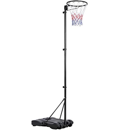 Image of Yaheetech Netball Post Height Adjustable Stand 245.5-305 cm Portable Regulation Hoop Full Size Basketball Net Set for Training Black/Red