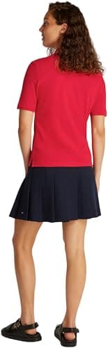 Image of Tommy Hilfiger Women's Regular Fit Short Sleeve Polo Shirt, Red (Primary Red), XS