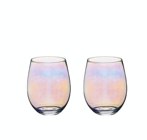 Image of BarCraft Rainbow-Pearl Iridescent Tumbler Glasses, Set of 2, 600ml, Gift Boxed
