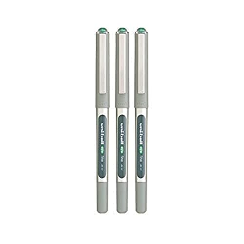 Image of 3 X UNI-BALL Eye UB-157 Roller Ball Pen FINE (0.7mm) Green