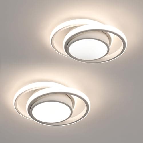 Image of Comely 2 Pack LED Ceiling Lights, Modern LED Ceiling Lights 32W 2350LM, Nature Light 4500K, Round Ceiling Lighting for Bedroom Hallway Balcony Corridor (White) (Dia 27cm)