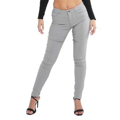 Image of Pretty Attitude Womens Regular Fit Jeans Slim Stretch Ladies Denim Pants Girls Trousers with Pockets (UK, Numeric, 8, Regular, Regular, Grey)