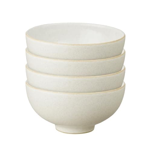 Image of Denby - Impression Cream Rice Bowls Set of 4 - Dishwasher Microwave Safe Crockery - Ceramic Stoneware Tableware
