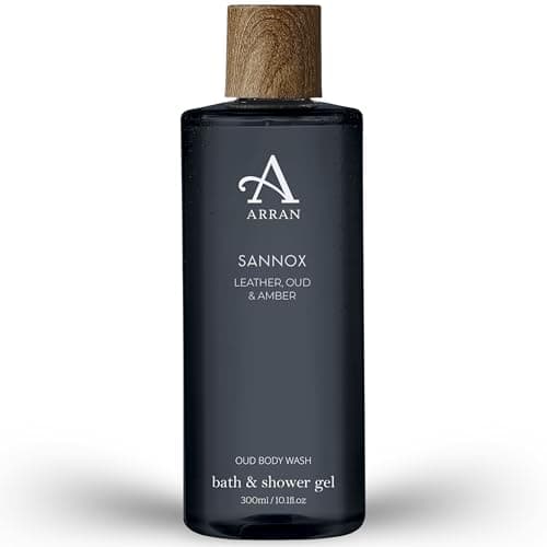Image of Arran Sense of Scotland Sannox Oud Body Wash (300ml) Luxury Scottish Shower Gel with Leather and Amber, enriched with Pro Vitamin B5 - Gift for Men & Women