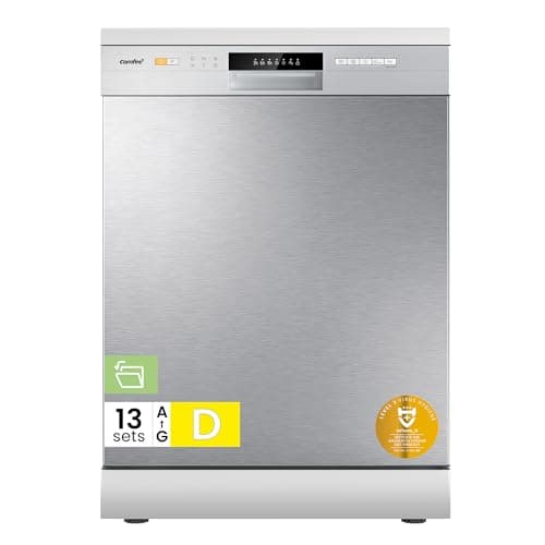 Image of COMFEE' Dishwasher Freestanding with 13 Place Settings, Full Size Dishwasher 60cm Width, CDWPF1301PSD-UK, Auto Door Open Drying, Quick Wash, Hygiene Wash, Delay Start, Half Load -Silver
