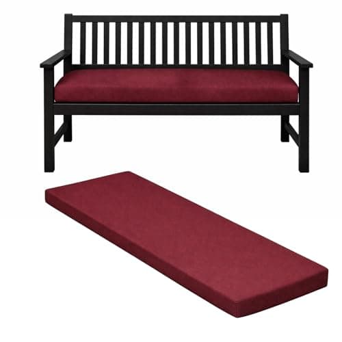 Image of Outdoor Garden Bench Cushion Seat Pad for 2/3/4 Seater Patio Furniture Water-Resistant Swing, Hammock, Rattan Sofa 108/140/170cm Long Bench Chair Cushions Pad (Burgundy, Three Seater 143x52x6cm)