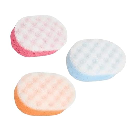 Image of HOMESHOPA Bath Sponge for Adults, 3 Pack Exfoliating Body Shower Scrubber for Men Women Kids Children, Double-Sided Body Massage Sponges with 3 Colors, Cleaning Exfoliating Bathing Accessories