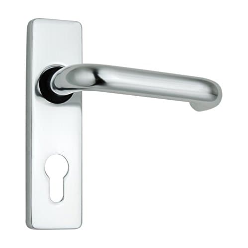 Image of KOOPLES HARDWARE Round Bar Lever Lock (Euro Profile) Polished Anodised Aluminium Door Handle Lever Oval on Polished Anodised Aluminium for Internal Doors 150x40mm