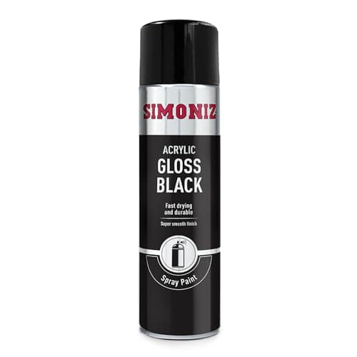 Image of Simoniz Gloss Black Spray Paint, Easy To Use Black Aerosol Spray Paint For Wood, Metal & Plastic, Perfect Car Paint For Bodywork, Wheels, Around The Home, Fast Drying & Durable Paint, Gloss Black, 500ml