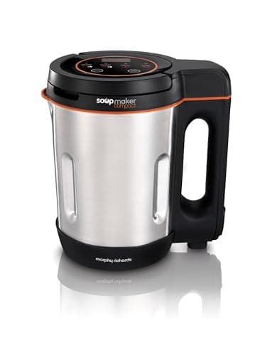 Image of Morphy Richards Compact Soup Maker, 1L, Blend, Smooth and Chunky Soup, Smoothies, Quick and Easy Cooking, 900W, Black & Stainless Steel, 501021