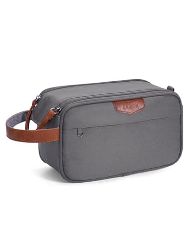Image of ECOHUB Wash Bag for Men, Water-Resistant Travel Toiletry Bag with Wet Pocket, Wide-Open Dual Zipper Dopp Kit Shaving Bag Fit Full Size Toiletries, Recycled Cosmetic Makeup Organizer Bag, Grey