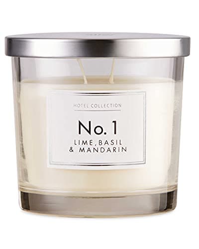 Image of Aldi NO 1 2 WICK CANDLE LIME BASIL & MANDARIN IN GLASS JAR WITH LID 300G
