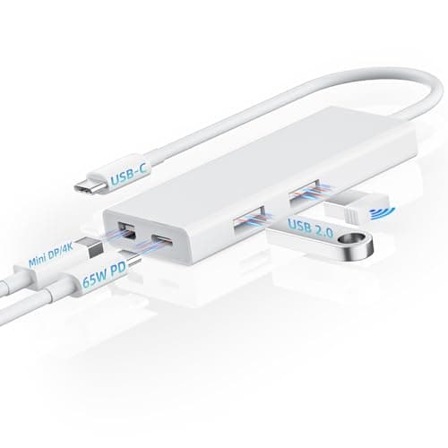 Image of USB C to Mini DisplayPort Multiport Adapter 4K@60Hz, BolAAzuL 4-in-1 Type C to Mini DP Converter with 65W PD Charging Port & 2XUSB 2.0 Ports, Not for Cinema Display/Thunderbolt Port Monitor