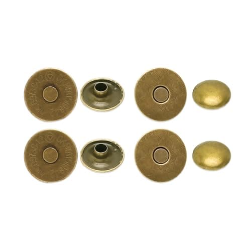 Image of WedDecor 4-Part Laser Cut 14mm Double Rivet Bronze Magnetic Clasps Anti-Rust Snap Closure Buttons for Leather Craft, Bags, Purses, Coats & DIY Sewing or Accessory Projects, Pack of 2