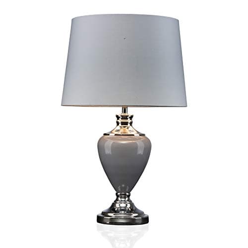 Image of Lighting Supermarket Hepburn Large Ceramic Table Lamp with Matching Shade - Modern Grey & Silver