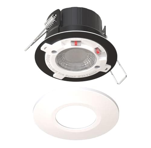 Image of Bright Source All in One Switchable Wattage 6W/8W Integrated LED Spot Downlight, TRIAC Dimmable, Switchable Colour 2700K 3000K 4000K 6000K, White Bezel, IP65, IK07, Fire Rated, 1 Pack