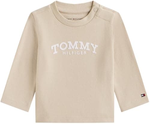 Image of Tommy Hilfiger Newborn MONOTYPE Logo TEE L/S KN0KN02147 Beige (Gulf Sand) 18 Month