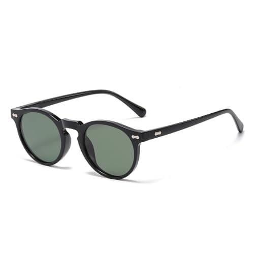 Image of LJCZKA Retro Round Polarized Sunglasses Mens Womens, Vintage Polarised Sunglasses Classic Trendy Shades Unisex UV400 Protection