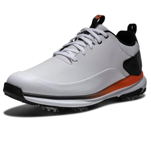 Image of FootJoy Men's Tour Rival Golf Shoe, White/Black/Orange, 10 UK Medium