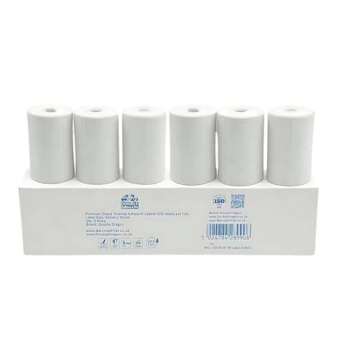 Image of Double Dragon Thermal Labels – 6 Rolls, 50x30mm, Self-Adhesive, Multipurpose for Address & Price Tagging – Compatible with Phomemo M200, M220, M221, Zebra, Munbyn, Rollo and Others – 230 Labels/Roll