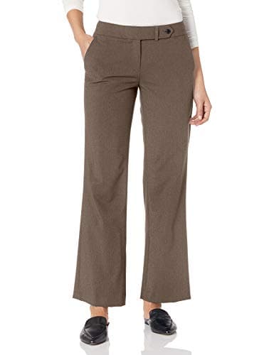 Image of Calvin Klein Women's Straight-Leg Classic Business Casual Pants, Heather Taupe, 10 Petite