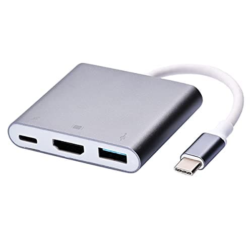Image of FIOUSY USB C to HDMI Adapter, USB 3.0 Type C to HDMI 4K Multiport AV Converter with USB 3.0 Port Mac HDMI Adapter for MacBook Pro/ S8+/S9+/Projector/Monitor(Grey)