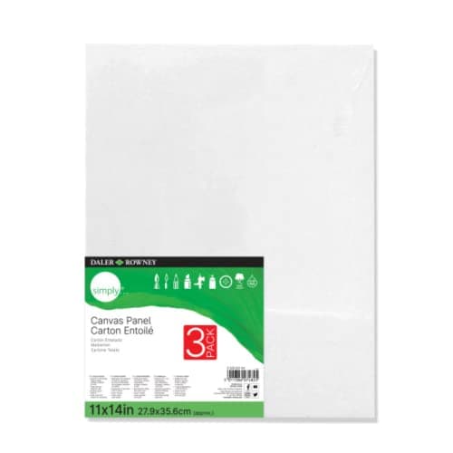 Image of Daler-Rowney Simply Canvas Panel, 11x14 inches, 3 Pack - Artist Canvas for Oil, Acrylic, Pouring & Mixed Media - 100% Cotton, Triple Primed,White