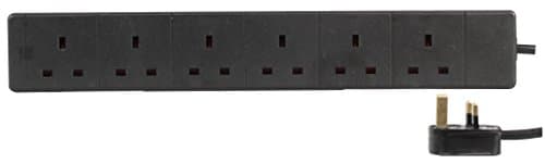 Image of PRO ELEC pl11242 13 A 1 m 6 Way Gang Power Mains Extension Lead Cable - Black