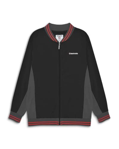 Image of Lambretta Mens Vintage Track Jacket Harrington Jacket - Black/Iron/Red - XL