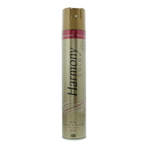 Image of HARMONY GOLD HAIRSPRAY - MAXIMUM HOLD & SHINE - WITH UV FILTERS - ARGON OIL - VITAMIN PRO B5 400ml