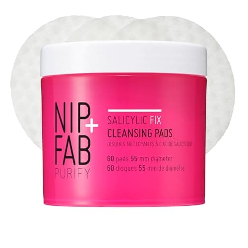 Image of Nip + Fab Saliyclic Fix Cleansing Pads for Face with Hyaluronic Acid, Exfoliating Facial Pad BHA Exfoliant for Skin Hydration Acne Breakouts and Blemishes, 60 Pads, 80 ml