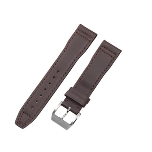 Image of ROUREOX Genuine Leather Watch Straps with Stainless Metal Clasp Quick Release Replacement Bands for IWC Mark XVII XVIII Big Pilot's Portugieser Chronograph-Brown 20mm