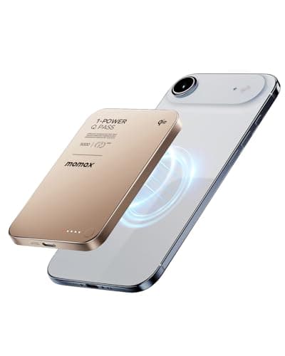 Image of MOMAX Qi2 MagSafe Power Bank 5000mAh, 0.96cm Ultra-Slim Wireless Portable Charger with 15W Fast Charging & Low-Temp Tech, Ultra-Light 118g USB-C, Compatible with iPhone and Android Devices, Gold