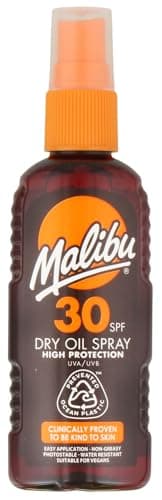 Image of Malibu Sun SPF 30 Non-Greasy Dry Oil Spray for Tanning, High Protection, Water Resistant, 100 ml (Pack of 1)