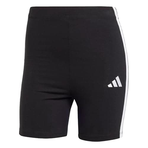 Image of adidas Women's Essentials 3-Stripes HIGH Waisted Biker Shorts, Black/White, M