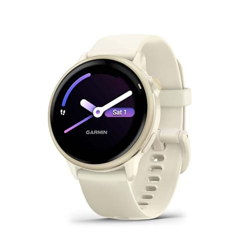 Image of Garmin vívoactive 6, 42mm GPS smartwatch, AMOLED touchscreen, all-day health monitoring, personalised fitness features, advanced sleep coaching, Music, up to 11 days battery life, Bone/Lunar Gold